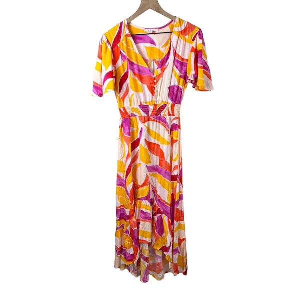 Abel The Label Anthropologie Womens Multicolor Floral High Low Swing Dress Small - Picture 1 of 6